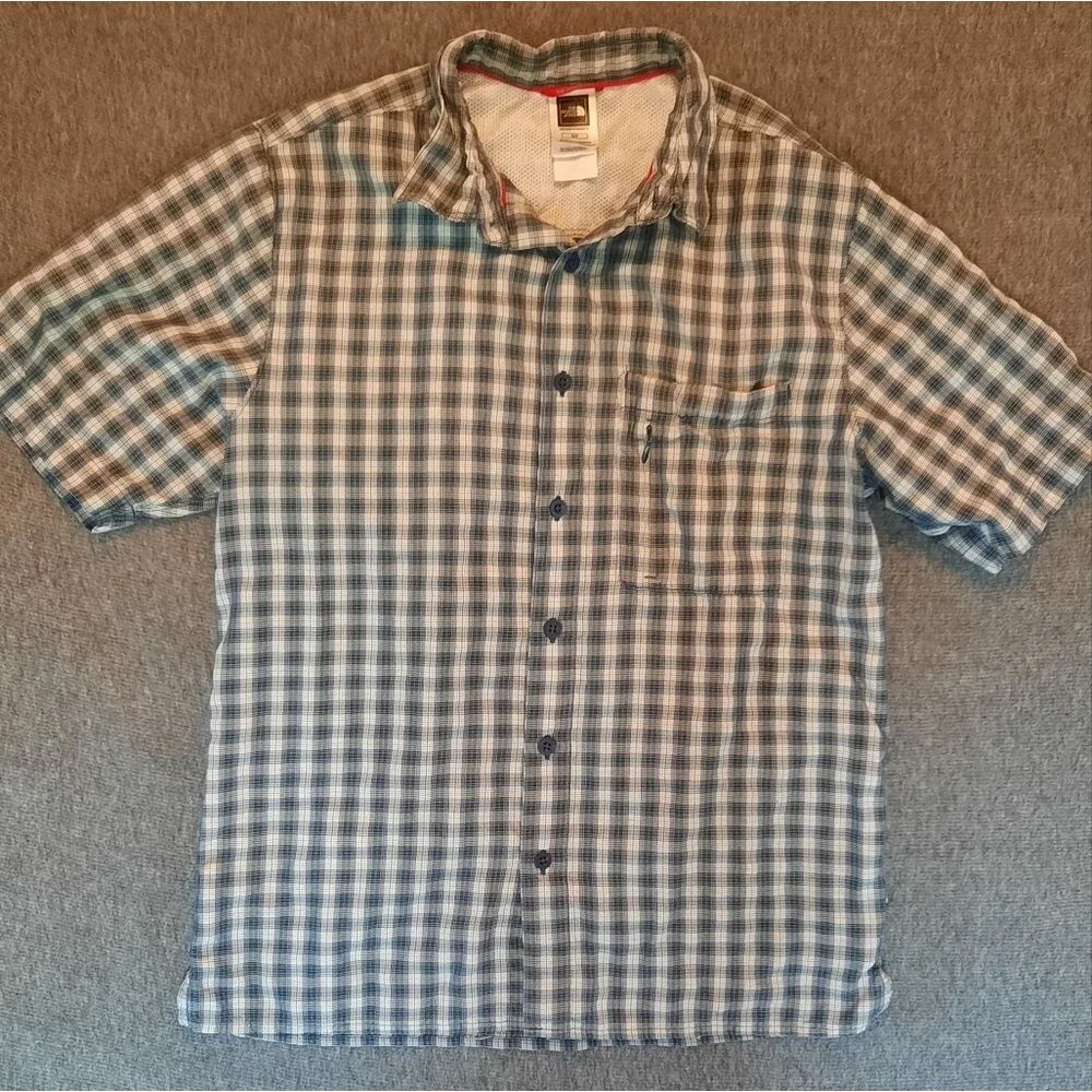 The North Face Men's Shirt Small Blue Checkered Button Down Classic Breathable